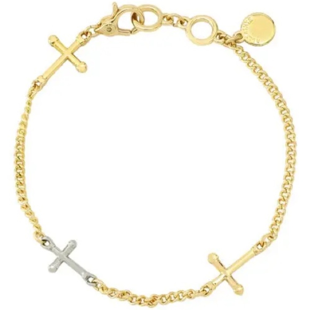 ALL SAINTS Cross Station Chain Bracelet Gold Silver Tone